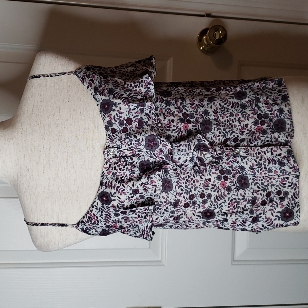 American Eagle Gray Floral Ruffle Cami Tank Size XS